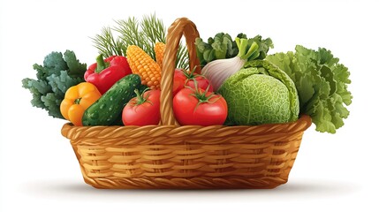 Basket overflowing with colorful vegetables