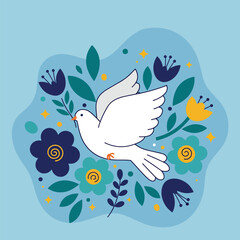 International Peace Day illustration with a white dove