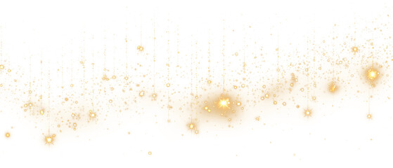 Golden Sparkles and Glitter Overlay. Transparent PNG