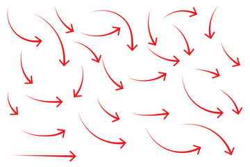 Set of arrow hand drawn doodle style organic  arrow 