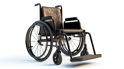 Fototapeta premium Wheelchair separate. Medical support equipment and a transport chair in the event of an illness, injury, or disability. against a white backdrop. With clipping path included