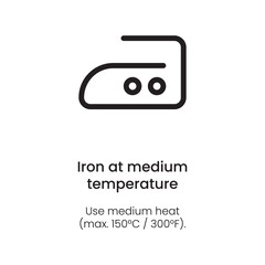 Iron at Medium Temperature Icon - Clothing and Fabric Care Label
