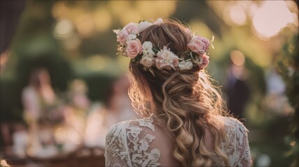 The beautiful bride with a floral crown capturing a moment of love.