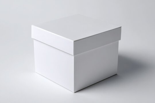Mockup for design of a simple white gift box for various occasions and holidays. Box with lid