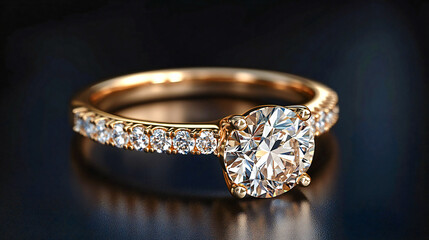 Yellow gold diamond ring set in a white engagement solitaire style