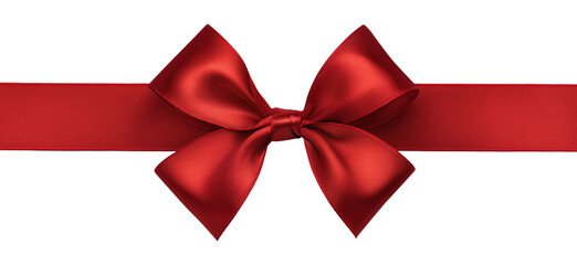 Red satin bow isolated on a transparent background