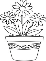 This monochrome design is perfect for coloring activities, crafts, and floral-themed projects.