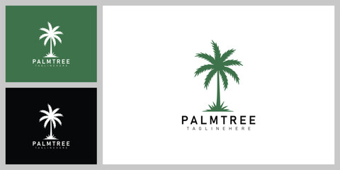 Fototapeta premium Minimalist Palm Tree Logo – Summer Vacation, Island and Nature Symbol