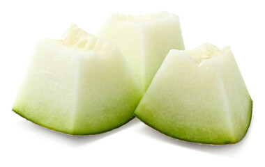 piece of melon isolated on white background. fresh melon. clipping path