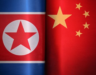 north korea and china flag background