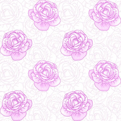 Pink roses floral seamless pattern for textile or wallpaper. Vector background