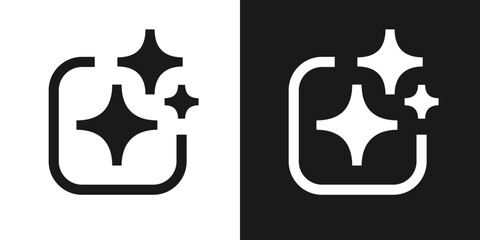 AI generate icons sparkle trendy style. Machine learning technology, artificial intelligence button for ui ux element, app, website vector 10 eps