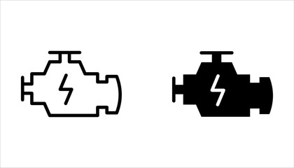 Car engine icon set, engine check minimal line vector symbol on white background