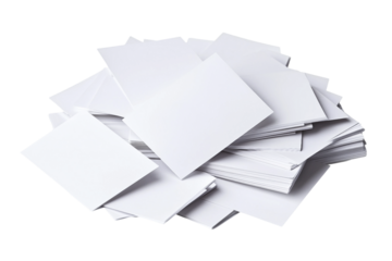 Business-ready blank white cards in a tidy stack isolated on transparent background
