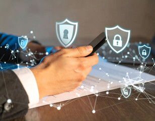 Business Manager Analyzing Network Security Insights on Smartphone