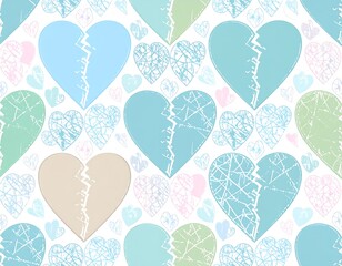 Pastel broken hearts pattern