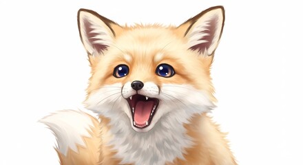 愛らしい狐の子 輝く瞳 柔らかな毛並み 幸せそう (Aisirashī kitsune no ko kagayaku hitomi yawarakana kenami shiawase sō) Translation: Adorable fox kit, shining eyes, soft fur, looks happy.. AI Generated