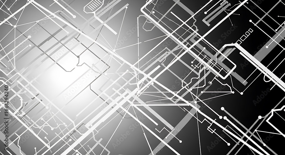 Aufkleber dynamic network connections and futuristic circuit board patterns create a modern tech aesthetic.