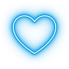 Vibrant Blue Neon Heart Outline Symbol.