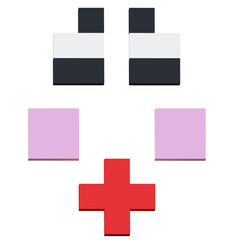 Fototapeta premium 3D Illustration of a cute pixel-style emoticon face with pink cheeks, symbolizing joy, charm, and playful digital art