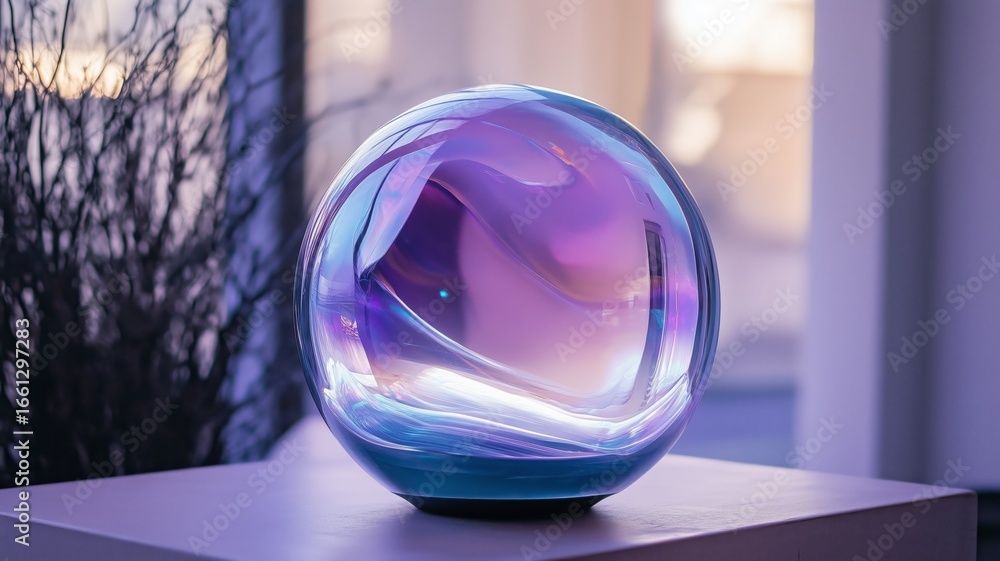 Poster colorful light orb creating an ambient atmosphere in a modern indoor setting