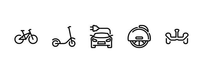 Collection of Eco Friendly Urban Transport and Mobility Line Icons © dima040293
