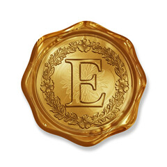 Golden Medal with Letter E | Award Design, Luxury Emblem, Gold Texture, Achievement Symbol, Corporate Branding