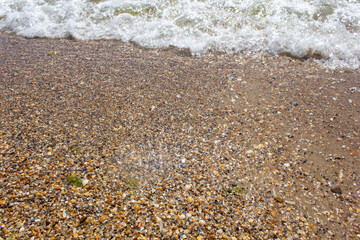 seashore, sea surf, waves on the shore, sandy beach, sandy beach