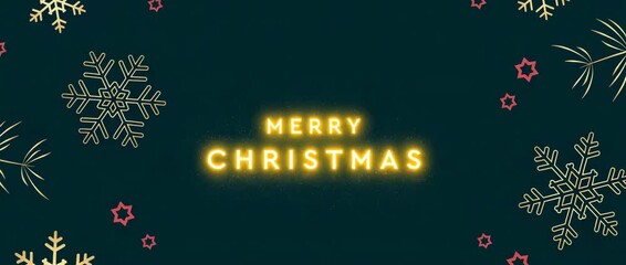 christmas decoration with glowing text illustrated animation - Powered by Adobe