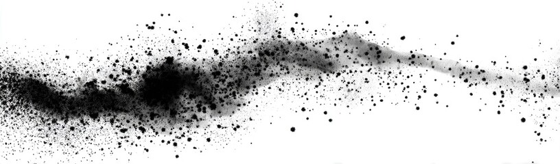 Obraz premium Abstract black particulate matter explosion or disbursement on a white background