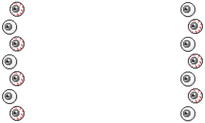 Halloween Pixel Art Frame, Creepy Black Eyeball Border, Digital PNG Decoration for Spooky Party