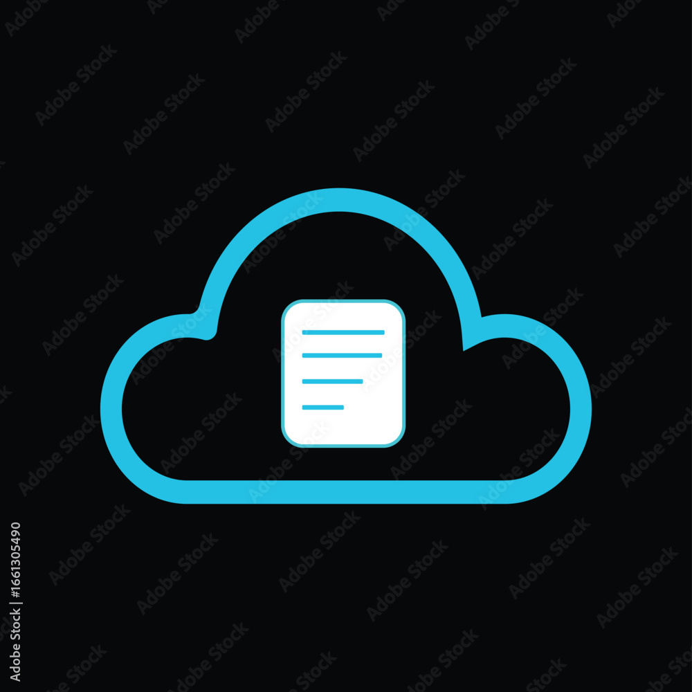 Poster a professional icon for a document file stored in the cloud. perfect for applications, websites, and