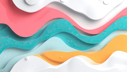 Abstract layered waves of pastel colors, with a textured, liquid-like appearance