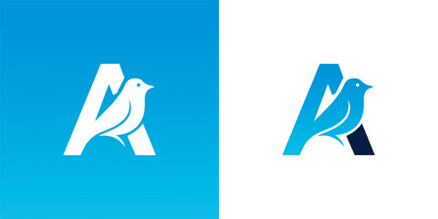 Obraz premium letter A logo and bird logo combined