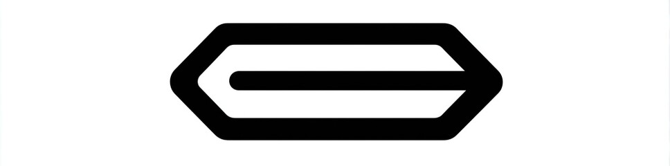 Obraz premium Simple black hexagon with a horizontal black bar inside, pointing left