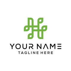 Fototapeta premium letter H leaf green logo design
