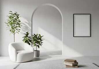 Minimalist Interior with Plants and Artwork