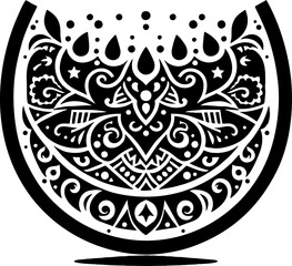 Obraz premium Watermelon Solid Black Color Vector Silhouette in Traditional Mexican Art Style
