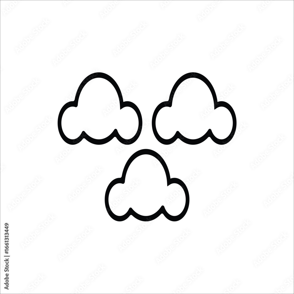 Poster a trio of simple, outlined cloud icons, representing interconnected cloud computing services, networ