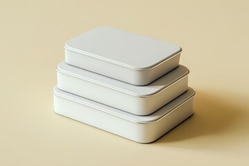 Mockup for design of stacked rectangular boxes with a minimalist aesthetic. Box with lid