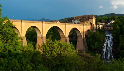 Fototapeta premium Antique stone bridge over river