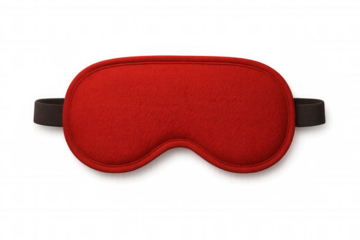 Soft red eye mask lying against transparent backdrop, signaling peaceful slumber and restful sleep experience
