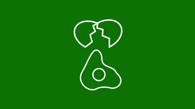 "Animated egg shell breaking open with yolk forming below, minimal cooking icon design representing breakfast, nutrition, protein, kitchen and food"