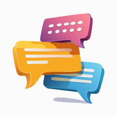 Vector illustration of a blank speech bubble chat icon next to a yellow chair