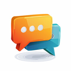 White background with 3D speech bubble icons and chat symbols, perfect for web design and communication concepts