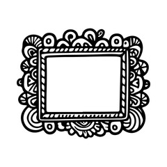 Decorative doodle frame border with floral ornamental hand drawn vector design