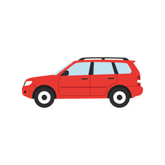 Fototapeta premium Red suv car illustration family vehicle outdoor adventure transport travel automobile modern crossover