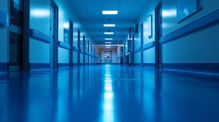 Obraz premium high-resolution hospital background of blue disposable sheet, low contrast ambient light, professional healthcare setting