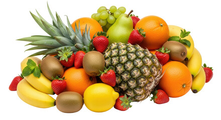 Isolated Pile of Mixed Fruits