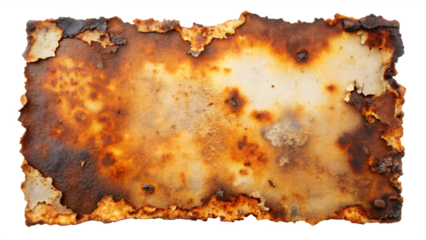 old picture burnt backgrounds rust isolated on white background, png, ai generated.
